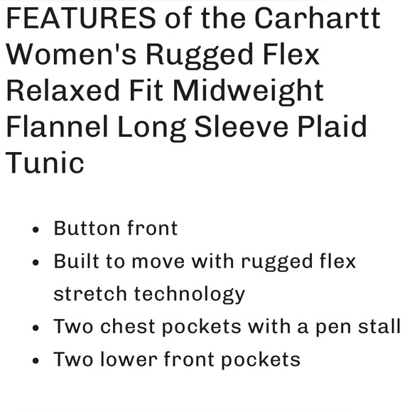 Carhartt Womens Rugged Flex Relaxed Fit Flannel Plaid Tunic - Picture 7 of 7